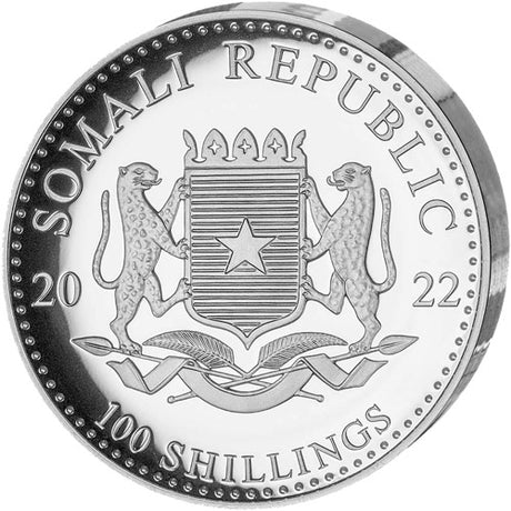 Somalia 2022 100 Shillings Somalian Elephant 1oz 99.99% Pure Silver High Relief Proof Coin