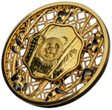 Solomon Islands 2022 $5 Panda Filigree 2oz Gold Plated Silver Proof-like Coin