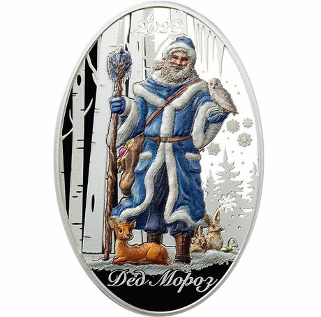 2022 $5 Solomon Islands Father Frost "Ded Moroz" Russian and Slavic Santa 1oz Silver Proof Coin Reverse