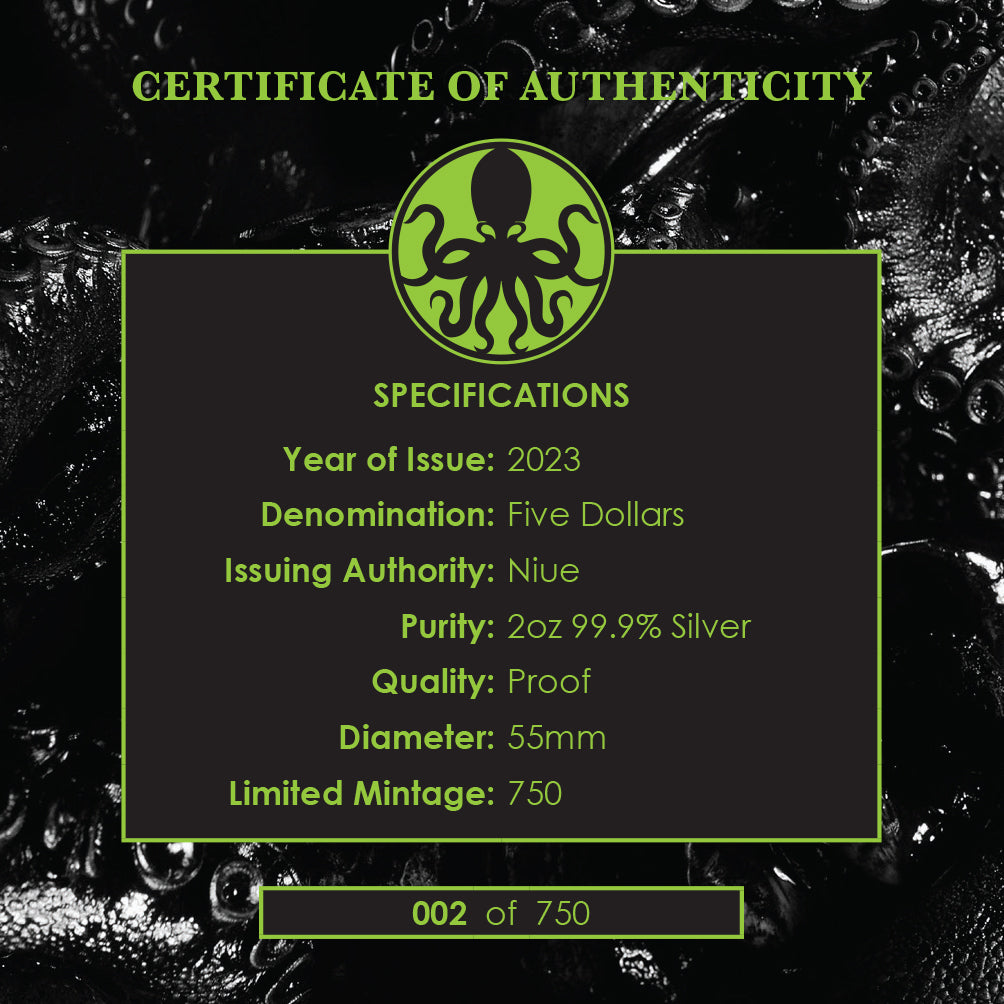 Niue 2023 $5 The Kraken 2oz .999 Silver Proof Coin 750 Minted