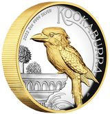 2022 $2 Australian Kookaburra 2 oz Silver High Relief Gilded Perth Mint