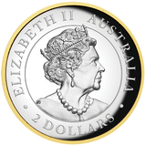 2022 $2 Australian Kookaburra 2 oz Silver High Relief Gilded Perth Mint