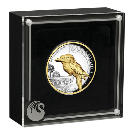 2022 $2 Australian Kookaburra 2 oz Silver High Relief Gilded Perth Mint