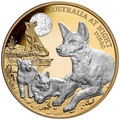 Niue 2021 Australia At Night Dingo $100 1 Oz Gold Proof Platinum Plated