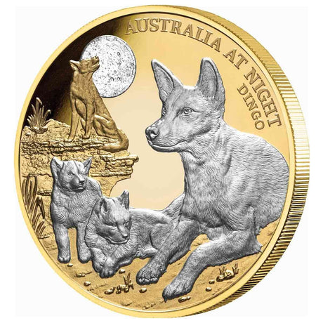 Niue 2021 Australia At Night Dingo $100 1 Oz Gold Proof Platinum Plated