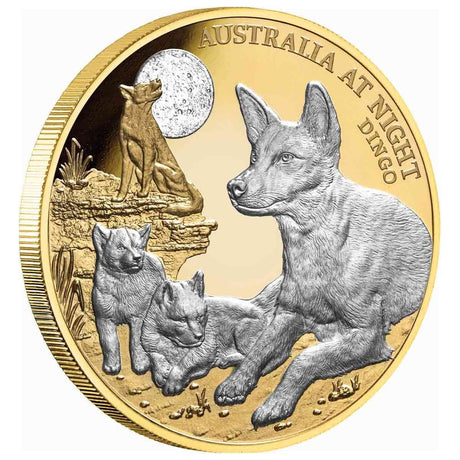 Niue 2021 Australia At Night Dingo $100 1 Oz Gold Proof Platinum Plated