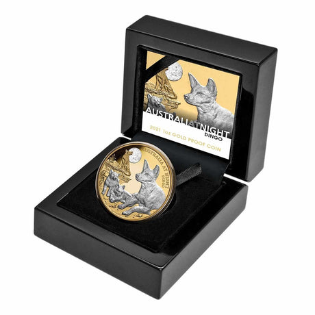 Niue 2021 Australia At Night Dingo $100 1 Oz Gold Proof Platinum Plated