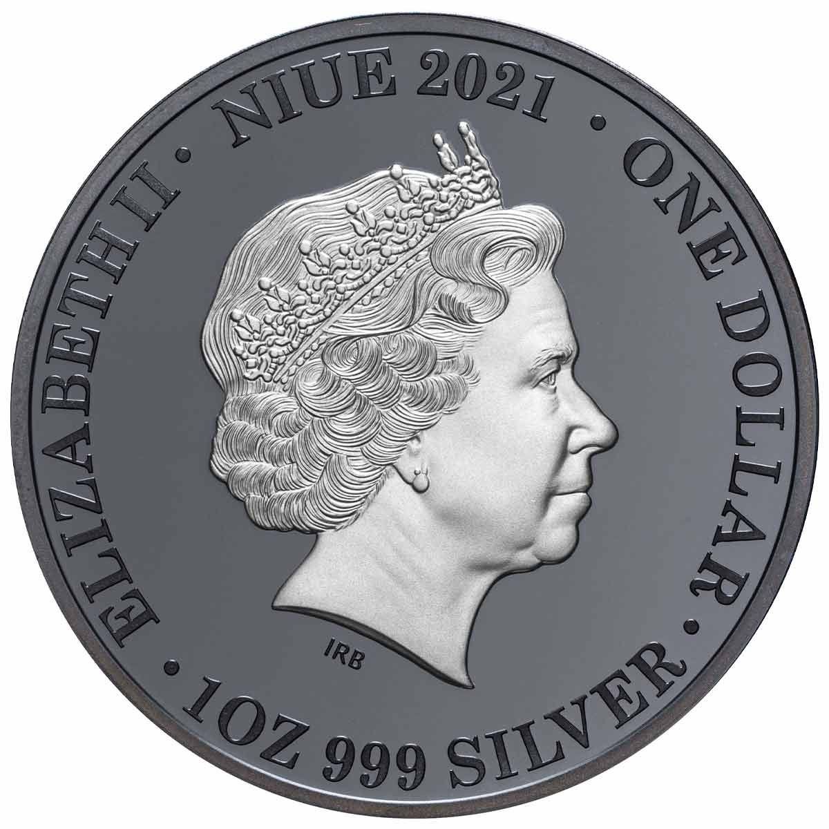 Niue 2021 $1 Australia at Night Dingo 1oz Silver Black Proof 1000 Mintage