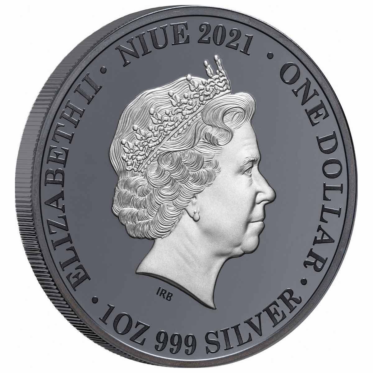 Niue 2021 $1 Australia at Night Dingo 1oz Silver Black Proof 1000 Mintage