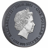 Niue 2021 $1 Australia at Night Dingo 1oz Silver Black Proof 1000 Mintage