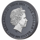 Niue 2021 $1 Australia at Night Dingo 1oz Silver Black Proof 1000 Mintage