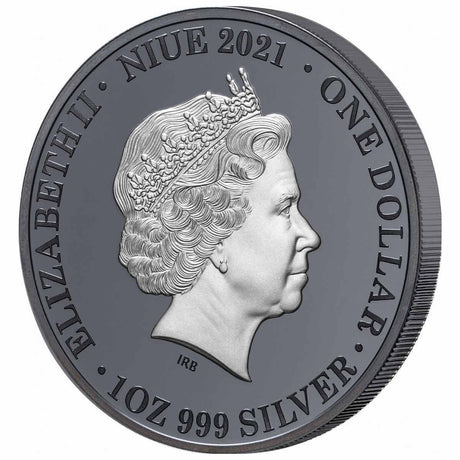 Niue 2021 $1 Australia at Night Dingo 1oz Silver Black Proof 1000 Mintage