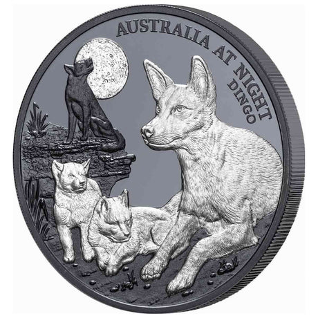 Niue 2021 $1 Australia at Night Dingo 1oz Silver Black Proof 1000 Mintage