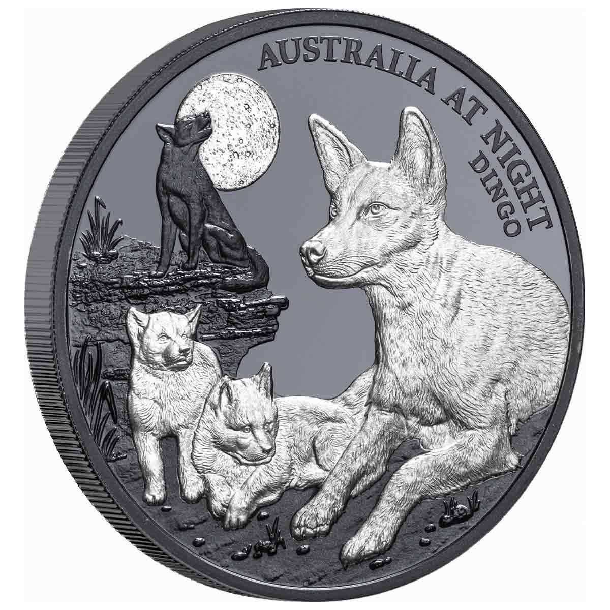 Niue 2021 $1 Australia at Night Dingo 1oz Silver Black Proof 1000 Mintage