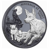 Niue 2021 $1 Australia at Night Dingo 1oz Silver Black Proof 1000 Mintage