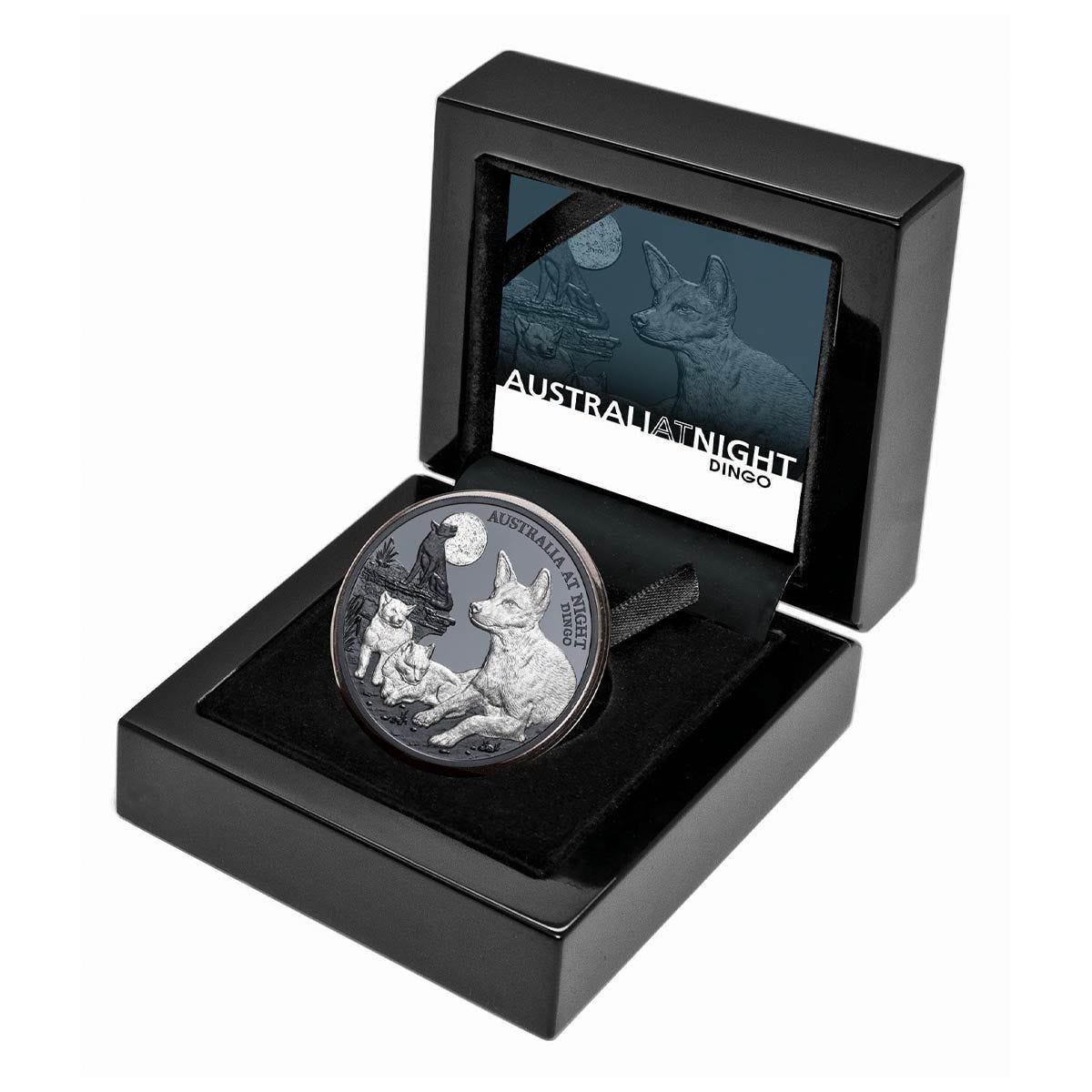 Niue 2021 $1 Australia at Night Dingo 1oz Silver Black Proof 1000 Mintage