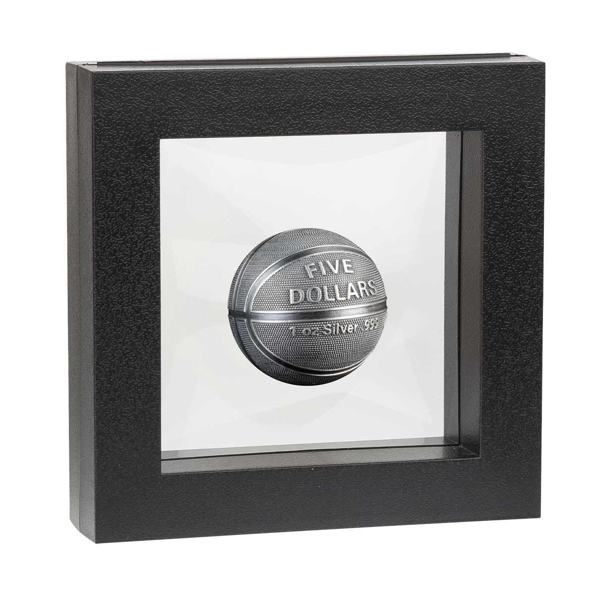 Samoa 2021 $5 Basketball-shaped Coin 1oz Silver Antique Coin Display Case