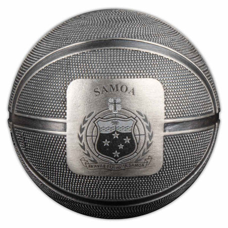 Samoa 2021 $5 Basketball-shaped Coin 1oz Silver Antique Coin Obverse