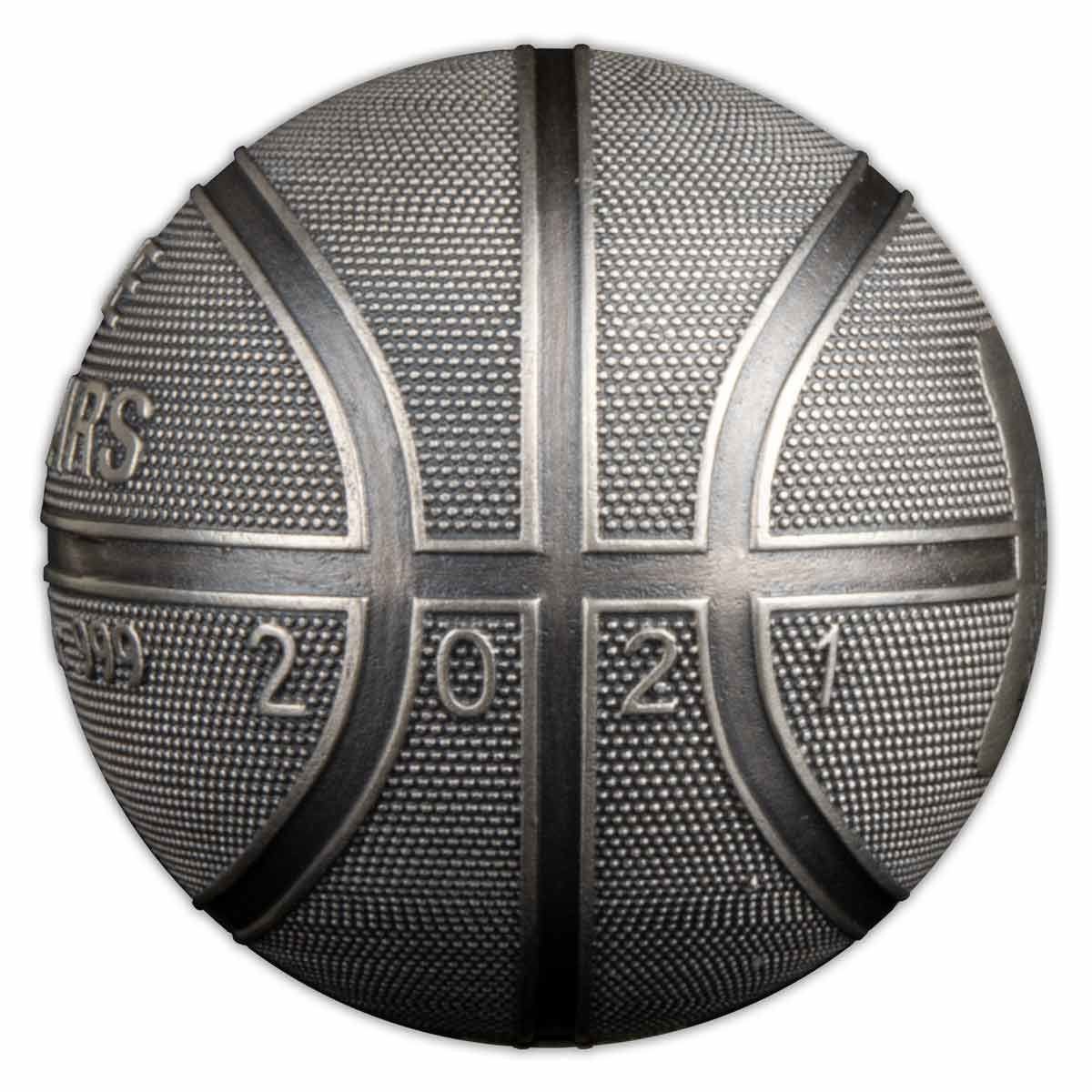 Samoa 2021 $5 Basketball-shaped Coin 1oz Silver Antiqued