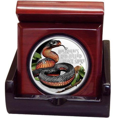 Niue 2022 $1 Deadly & Dangerous Red-Bellied Black Snake Coloured 1oz 99.99% Silver Proof Coin