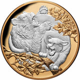 CERTIFICATE # 8 Niue 2022 $10 Apex Predators - Cougar vs Bear Selectively Gold-Plated 5oz Silver Proof Coin