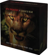 CERTIFICATE # 8 Niue 2022 $10 Apex Predators - Cougar vs Bear Selectively Gold-Plated 5oz Silver Proof Coin