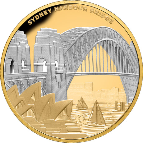 Niue 2022 $100 Sydney Harbour Bridge "The Coat Hanger" Platinum-plated 1oz Gold Proof