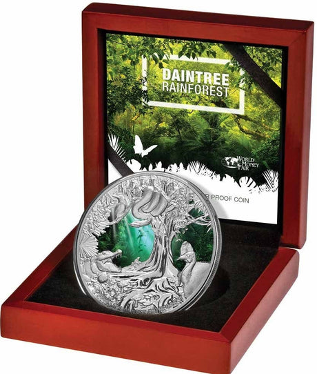 Niue 2022 $10  World Money Fair/WMF Daintree Rainforest Colour 5oz Silver Proof Coin