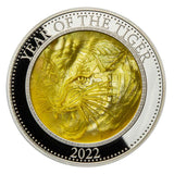 Cook Islands 2022 $25 Lunar Tiger Mother of Pearl 5oz Silver Proof Coin