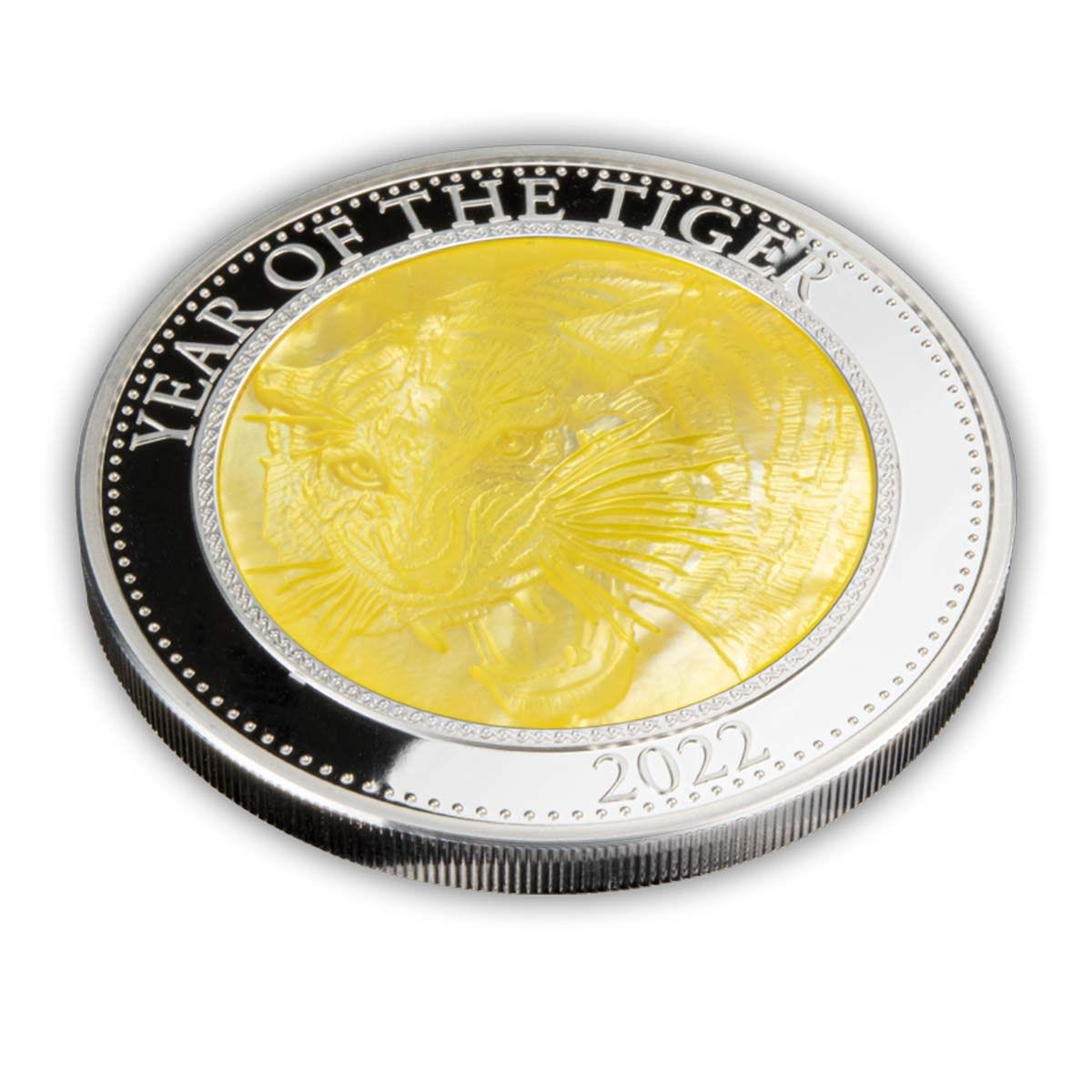 Cook Islands 2022 $25 Lunar Tiger Mother of Pearl 5oz Silver Proof Coin