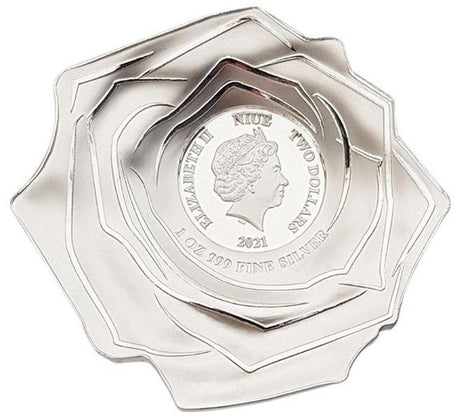 Niue 2022 $2 World Enchanting Flower Collection- Rose Flower-Shaped 1oz Silver Prooflike Coin