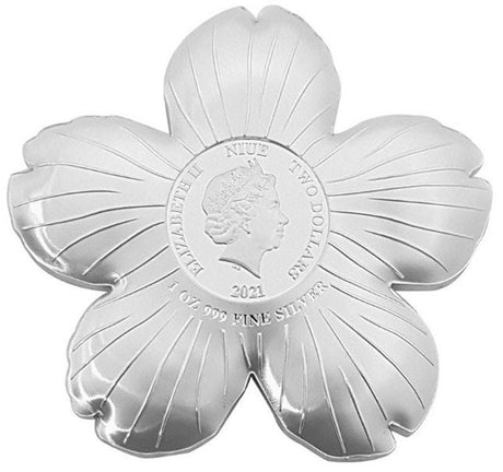 Niue 2022 $2 World Enchanting Flower Collection- Cherry Blossom-Shaped 1oz Silver Prooflike Coin
