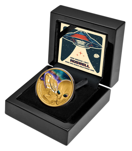 Niue 2022 $100 Roswell Alien & Flying Saucer 1oz Gold .9999 Proof Coin