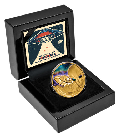 Niue 2022 $100 Roswell Alien & Flying Saucer 1oz Gold .9999 Proof Coin