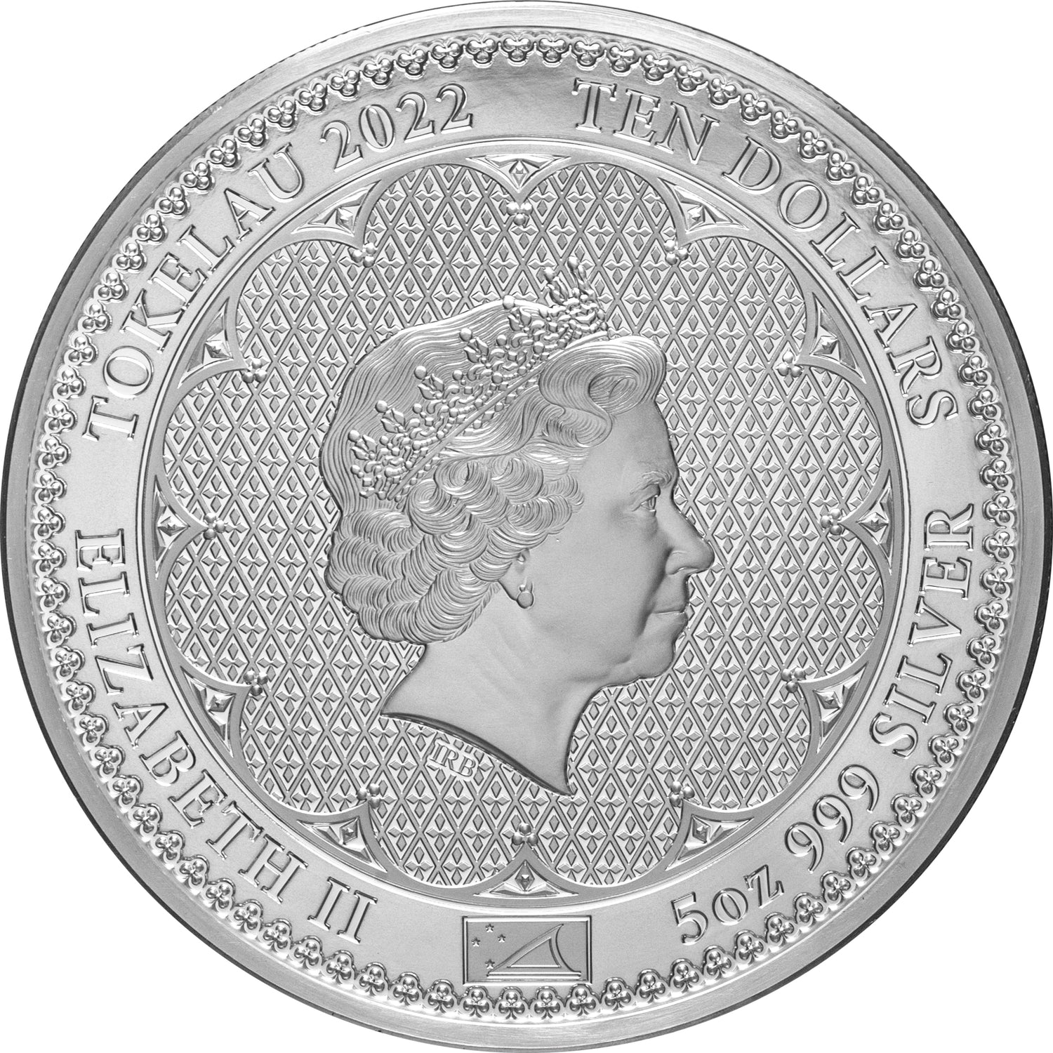 Tokelau 2022 $10 Diana Princess of Wales Rose-Gold Plated Coloured 5oz Silver Proof Coin Obverse