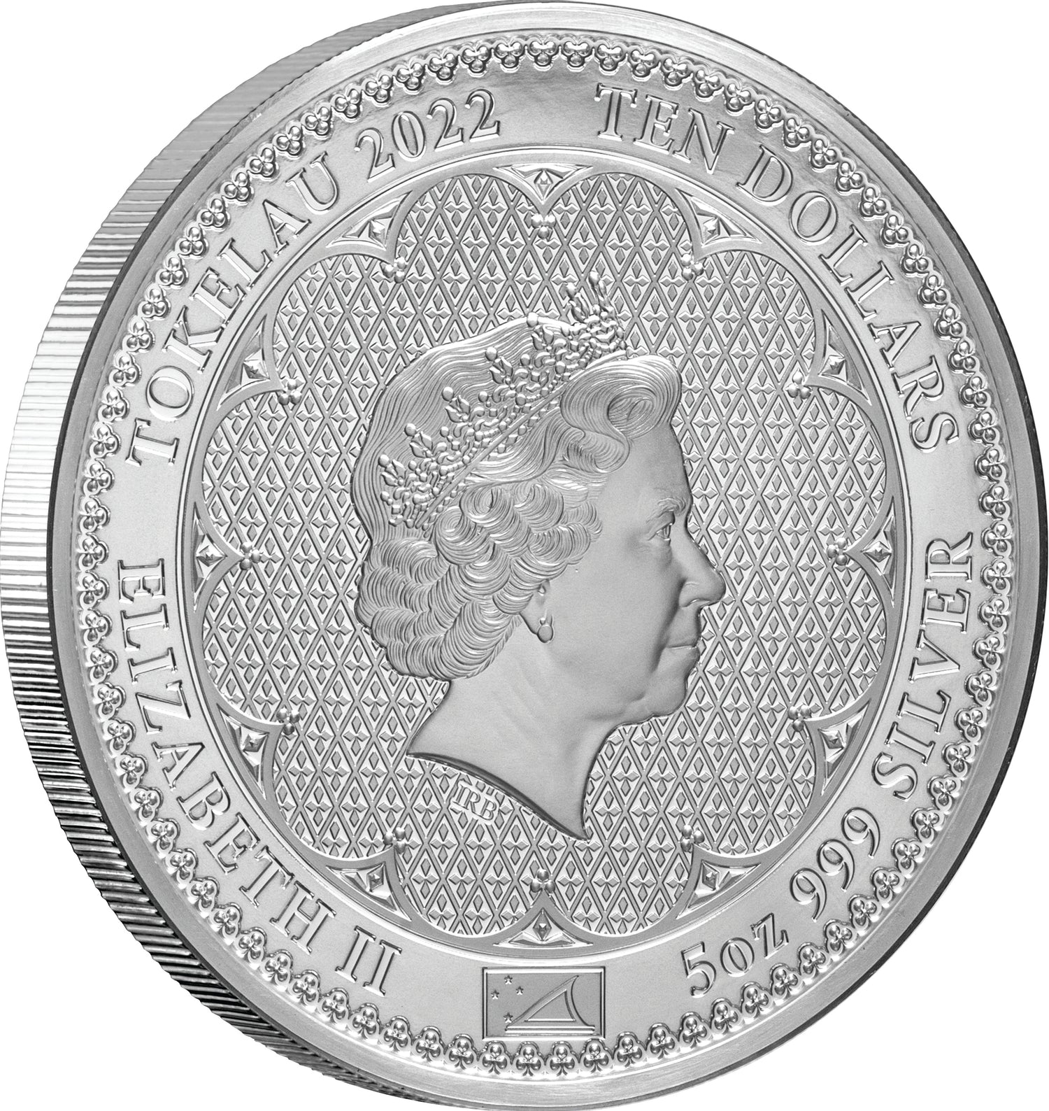 Tokelau 2022 $10 Diana Princess of Wales Rose-Gold Plated Coloured 5oz Silver Proof Coin Obverse