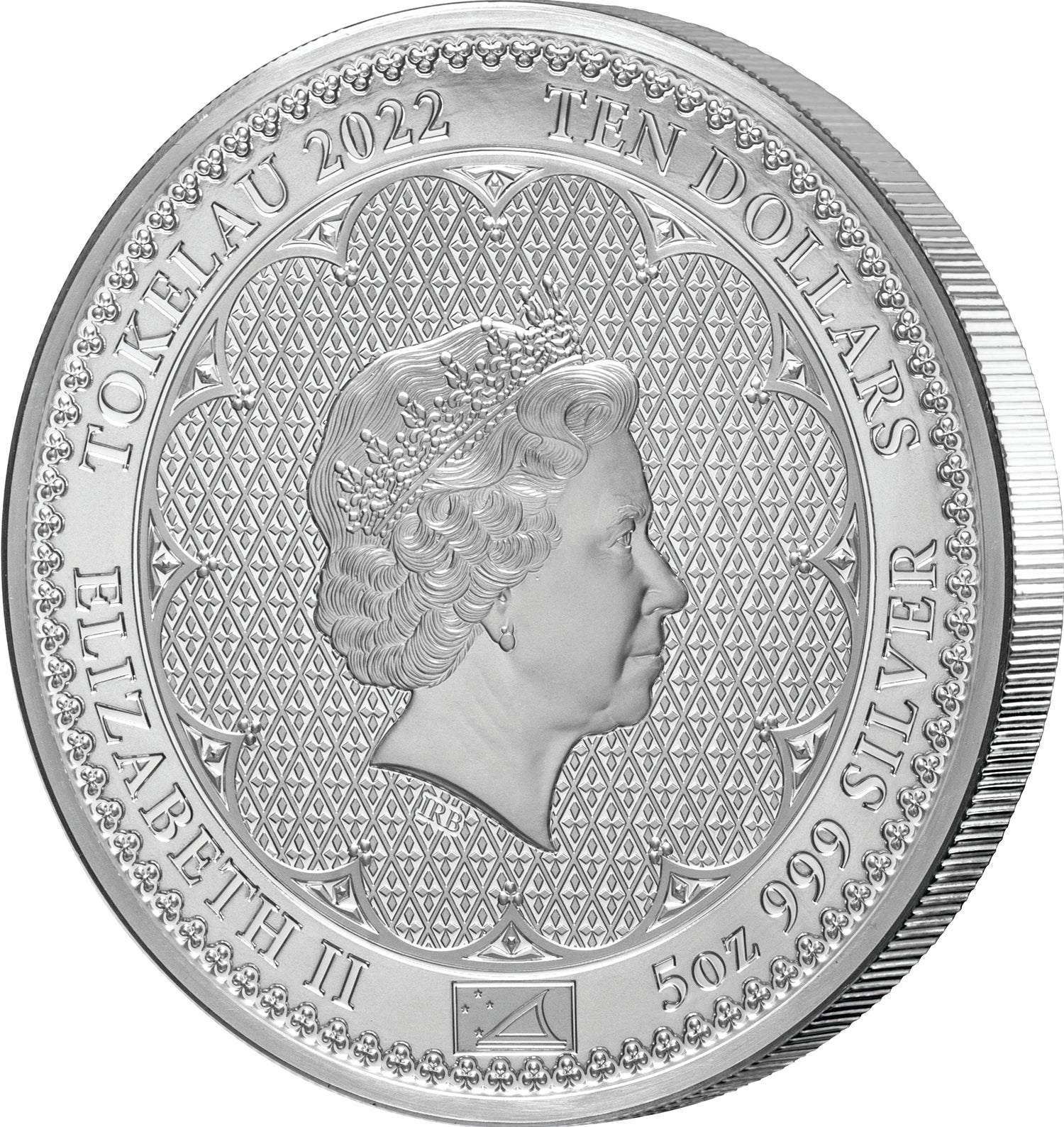 Tokelau 2022 $10 Diana Princess of Wales Rose-Gold Plated Coloured 5oz Silver Proof Coin Obverse