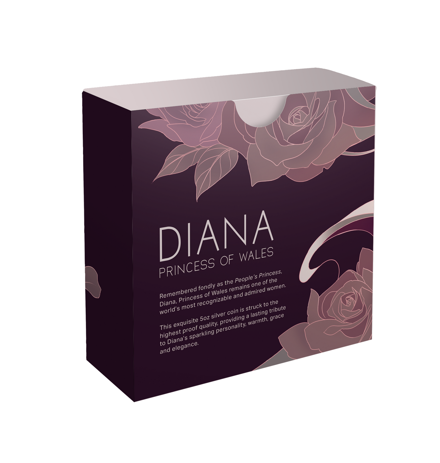 Tokelau 2022 $10 Diana Princess of Wales Rose-Gold Plated Coloured 5oz Silver Proof Coin Bock Back