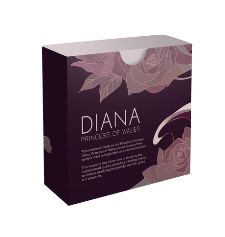 Tokelau 2022 $10 Diana Princess of Wales Rose-Gold Plated Coloured 5oz Silver Proof Coin Bock Back
