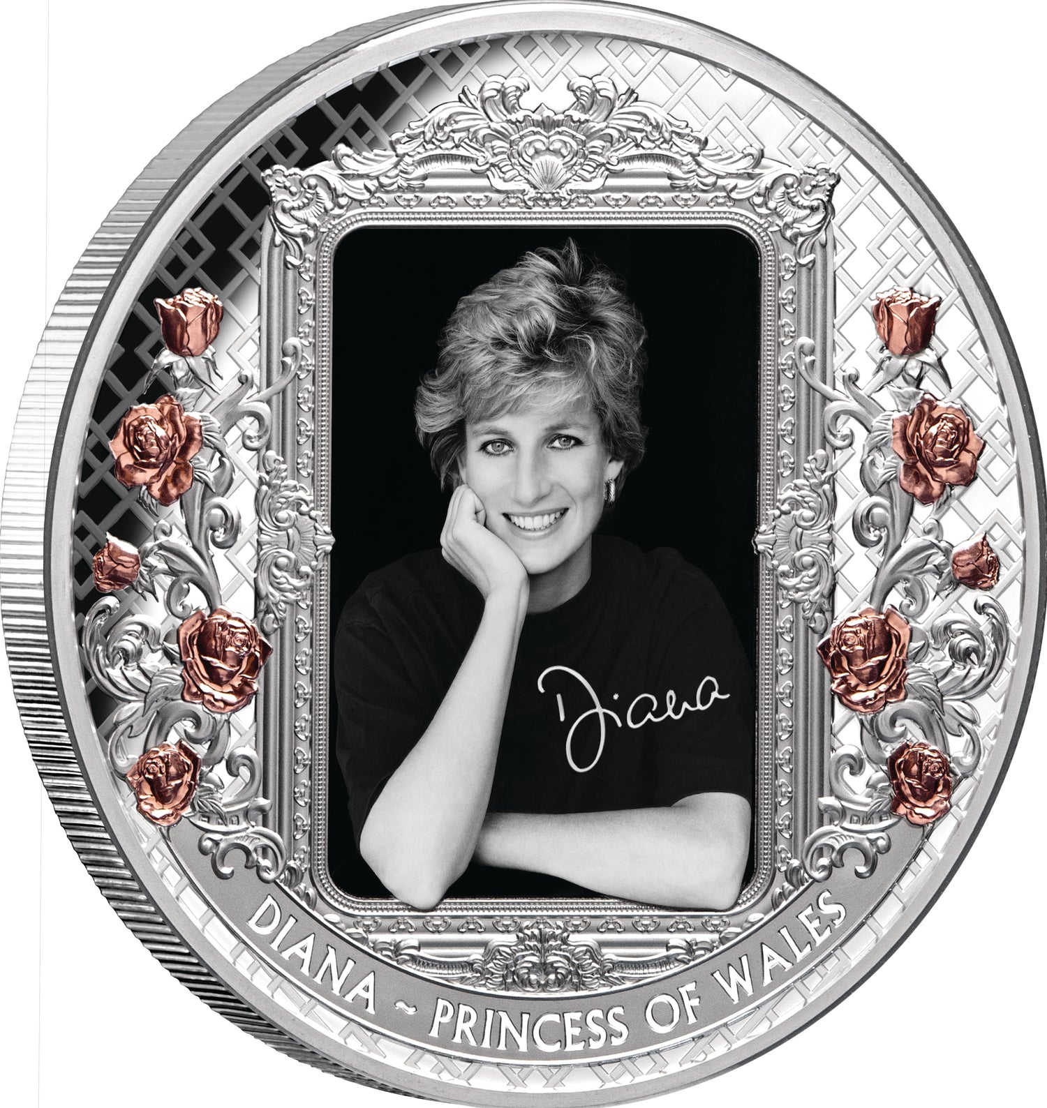 Tokelau 2022 $10 Diana Princess of Wales Rose-Gold Plated Coloured 5oz Silver Proof Coin Reverse