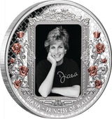 Tokelau 2022 $10 Diana Princess of Wales Rose-Gold Plated Coloured 5oz Silver Proof Coin Reverse