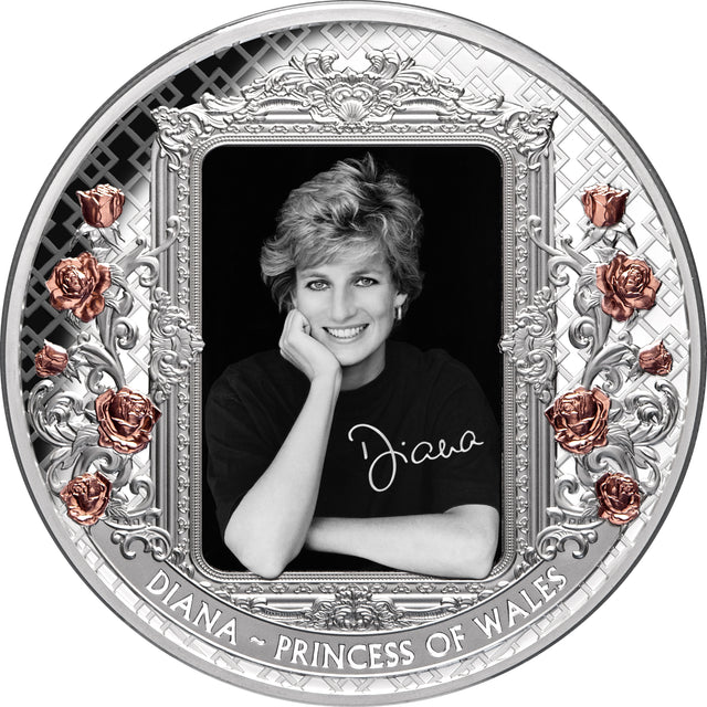 Tokelau 2022 $10 Diana Princess of Wales Rose-Gold Plated Coloured 5oz Silver Proof CoincReverse