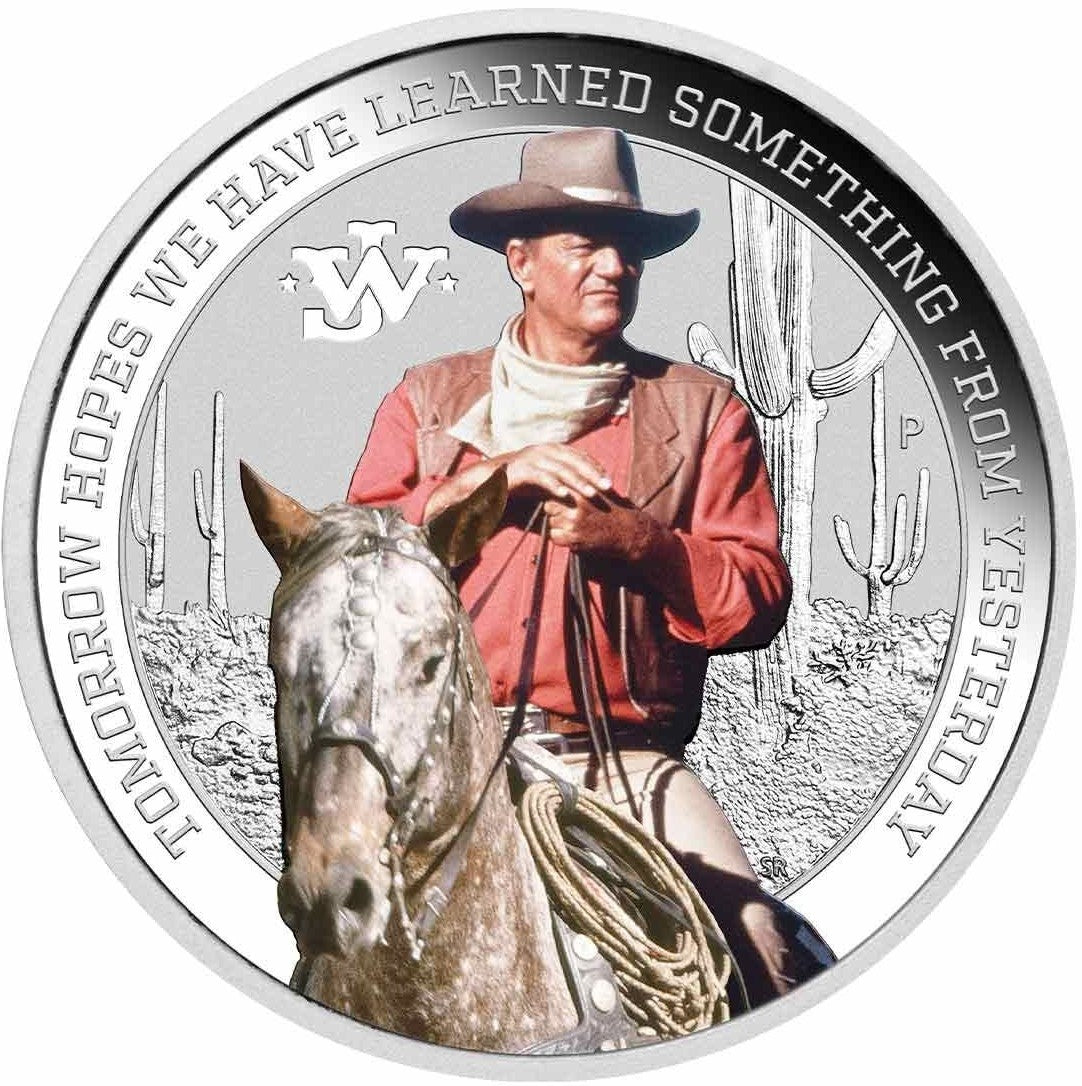 Tuvalu 2022 $1 John Wayne Coloured 1oz 99.9% Silver Proof Coin
