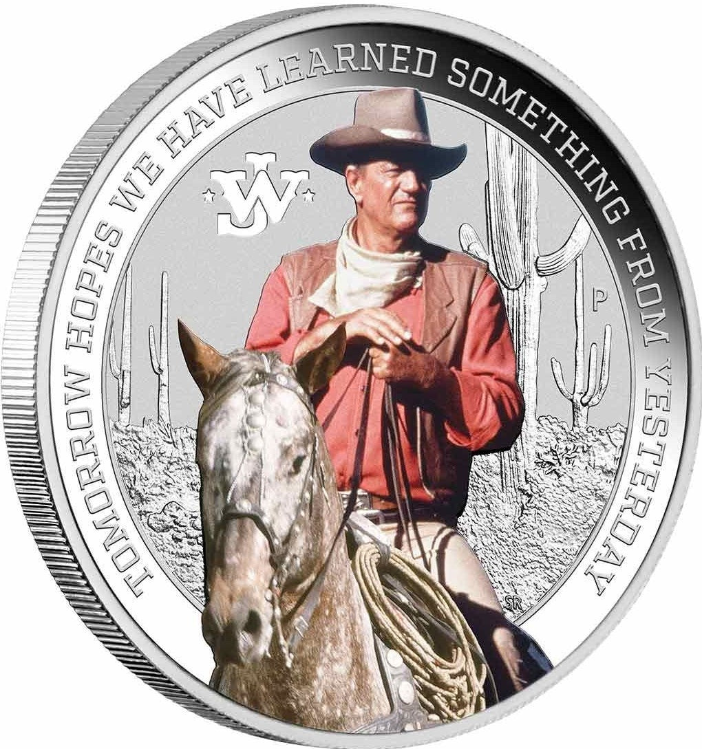 Tuvalu 2022 $1 John Wayne Coloured 1oz 99.9% Silver Proof Coin