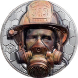 Cook Islands 2021 $20 Firefighter - Real Heroes – Only the Brave are Free - 9/11 3 Oz Pure Silver Black Proof Coin CIT Smartminting®