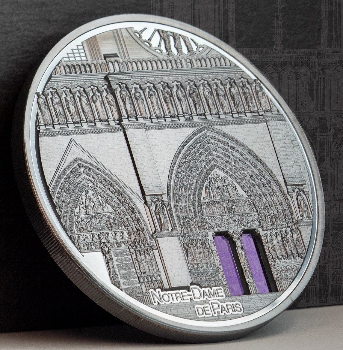 Palau 2021 $25 Notre Dame de Paris Tiffany Art 5 Oz Black Silver Proof Coin CIT Smartminting®