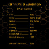 Niue 2022 $1 Honey Bee 200th Anniversary 1oz Silver Proof Coin