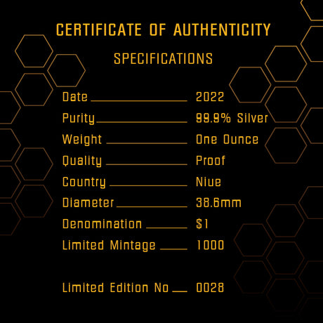 Niue 2022 $1 Honey Bee 200th Anniversary 1oz Silver Proof Coin