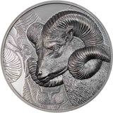 Wild Mongolia 2022 1000 Togrog Argali Ram 2oz 99.9% Silver Ultra High Relief Black Proof Coin UHF CIT