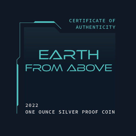 # 883 CERTIFICATE  Niue 2022 $1 Earth From Above 1oz 99.9% Silver Proof Coin